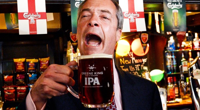 Middle aged couple vote Brexit because Farage drank beer in pub