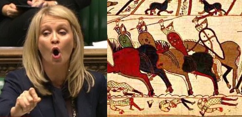 Ester McVey calls for Bayeux Tapestry to be burned because it depicts disabled people and foreigners